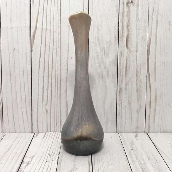 Howard Pierce Porcelain Gloss Gray & Beige Speckled Vase California Pottery 10” - Picture 3 of 6